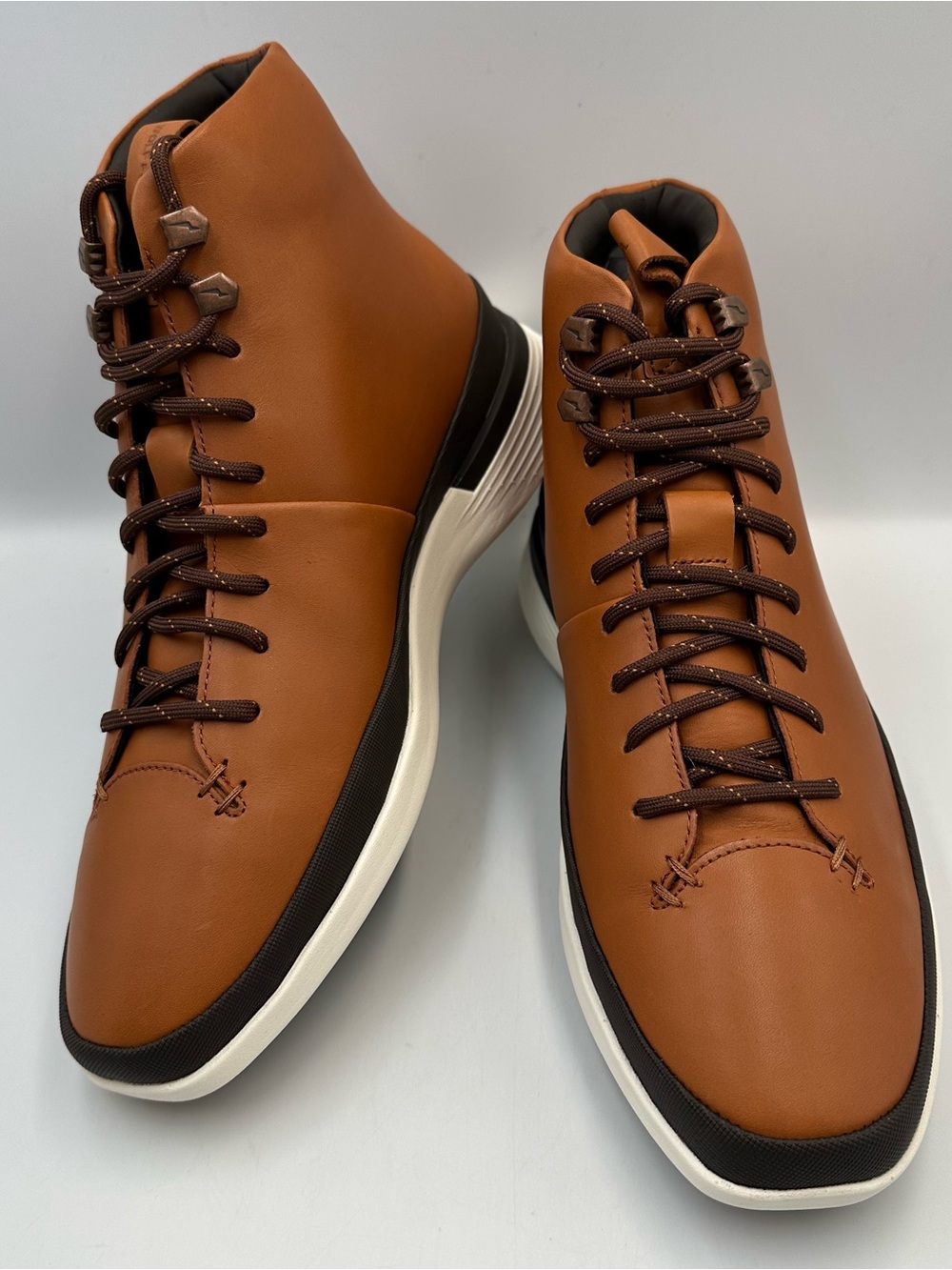 Wolf & Shepherd Leather Crossover Hiker WTZ Mens 9 Honey White Hi Top Lace Up